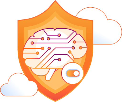 Image with digital brain and shield
